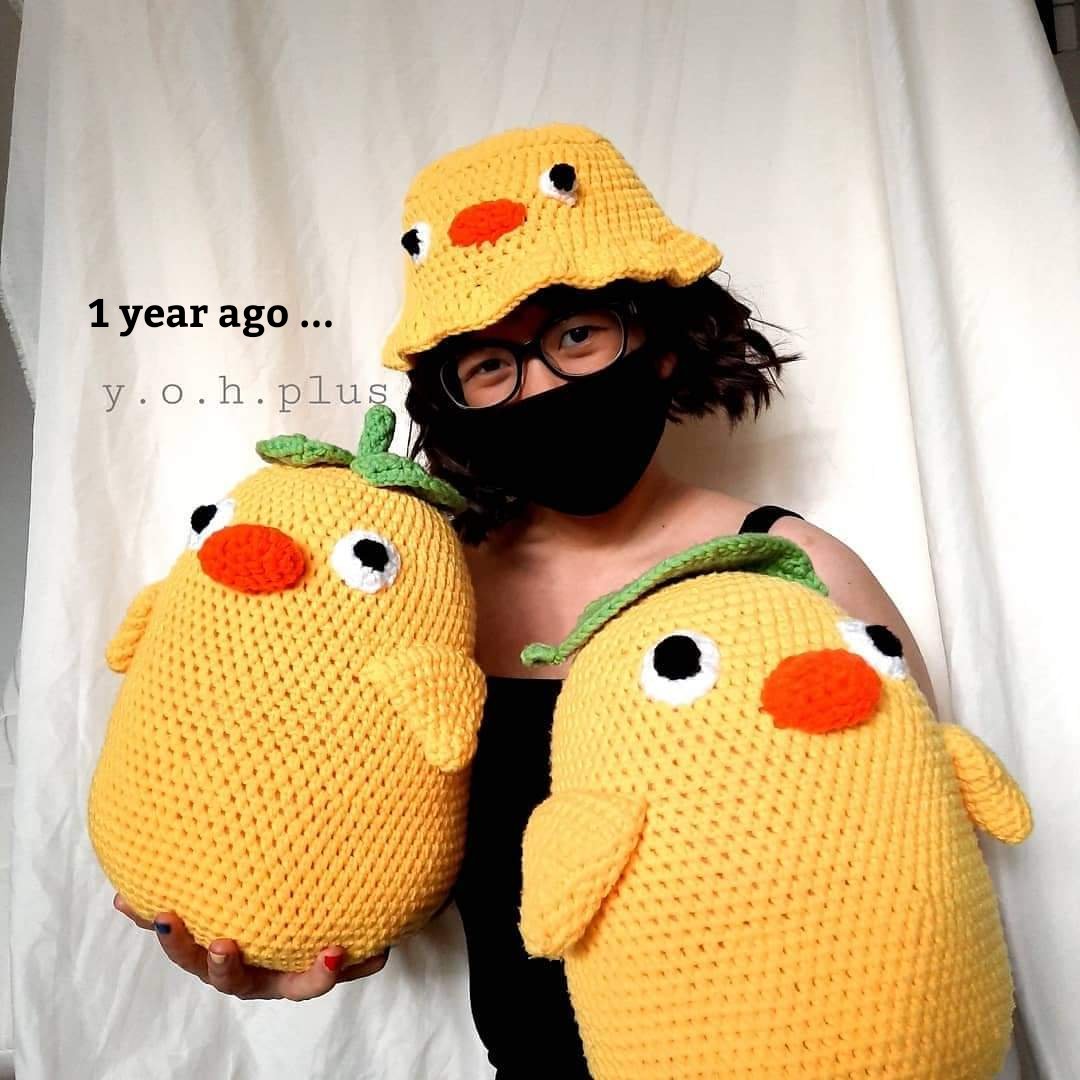 yoh_plus's tweet photo. 1 year later          vs       1 year ago

It's these chonky babies' birthday ��� and to celebrate our shop is having a 10% sale ♡ 

If you want to get yourself a chonky friend here's the link to the pattern 
♡ https://t.co/brisbti6Pj

#Ghibli #ducks #crochettwt #crochet https://t.co/iXcIcSCvxU