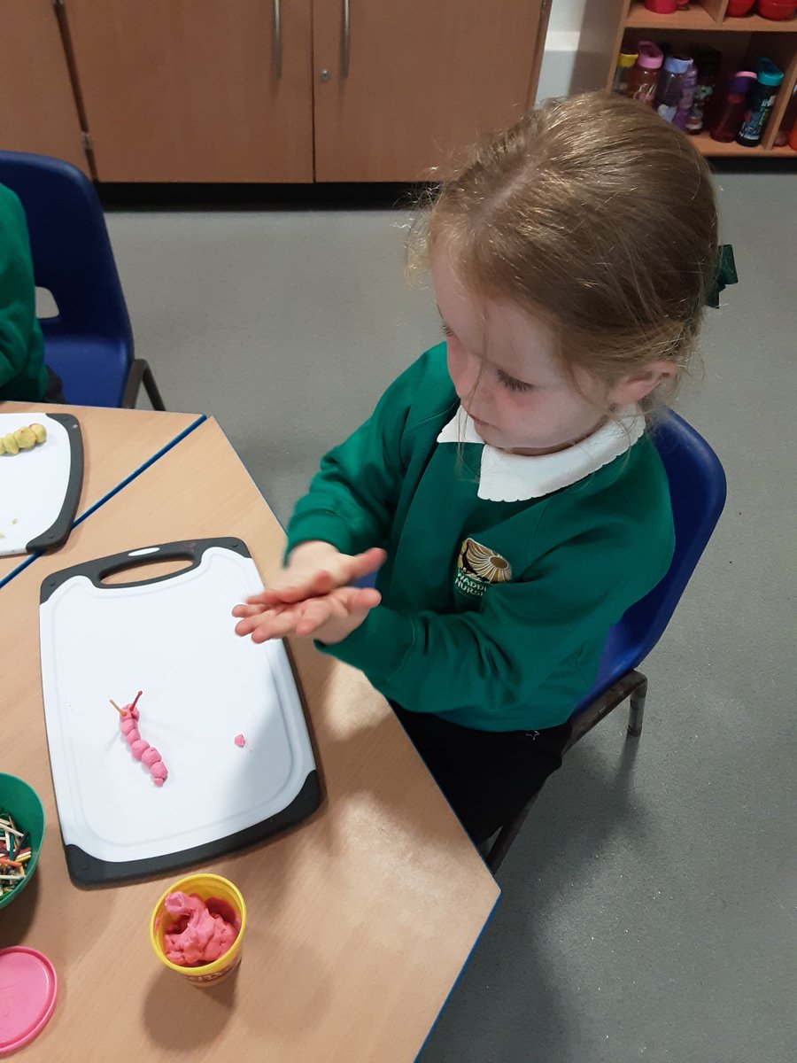 gcpfs1's tweet image. The children have been working on their fine motor skills rolling the playdough into balls to make caterpillars @PrimaryGreat #gcpphysicaldevelopment