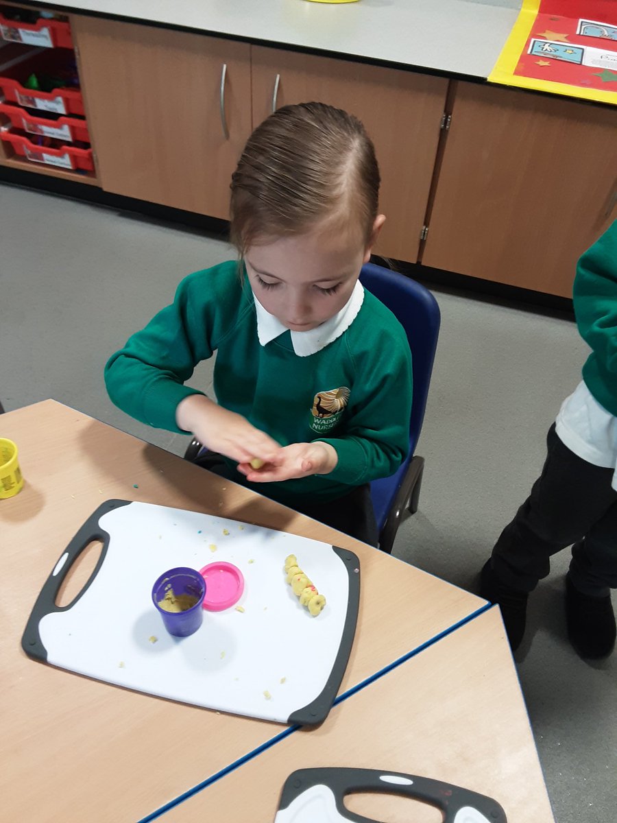gcpfs1's tweet image. The children have been working on their fine motor skills rolling the playdough into balls to make caterpillars @PrimaryGreat #gcpphysicaldevelopment