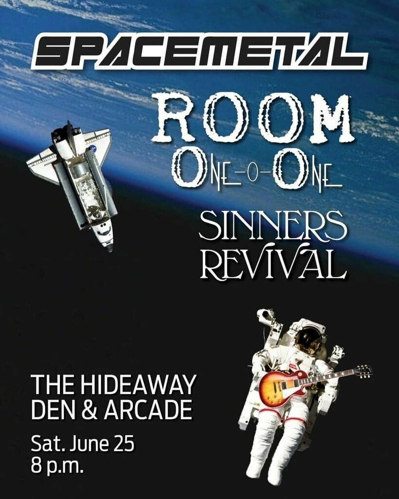 SpaceMetalNOLA's tweet photo. Landing in Mandeville, LA with our friends in @room_one.0.one and @sinnersrevivalrocks #spacemetalnola https://t.co/VBVHkrKk9Y https://t.co/Cn33ND8pex