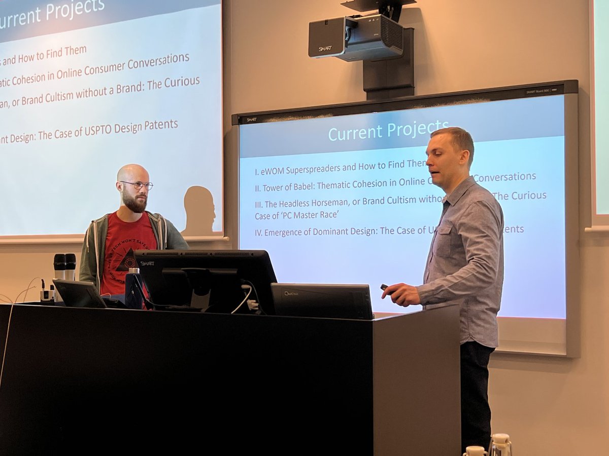 The #DIG_NHH Breakfast meeting this morning. Hosted by Lasse Lien, where <a href="/BramTimmermans/">Bram Timmermans</a> presented news, upcoming activities &amp; plan for #DIG_NHH. Followed by a session from DIG researchers, Ivan Belik &amp; Denis Utochkin presenting studies that use DIG's latest #AI server-fun stuff!