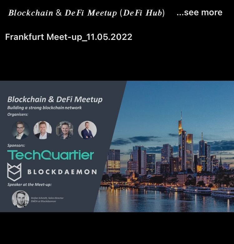 .<a href="/StefanSchmitt_/">Stefan 😈</a>, Blockdaemon's EMEA Sales Director, discussing access for institutions to #web3 &amp; yields😈 
  
📍Frankfurt #Blockchain &amp; #DeFi Meetup 🇩🇪