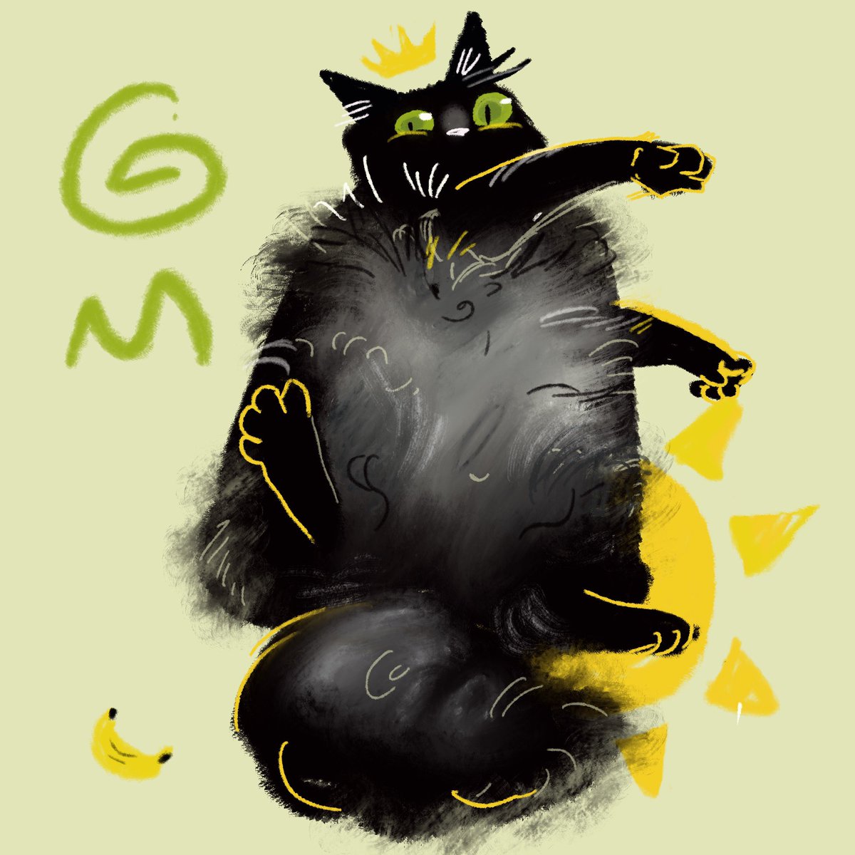 Gm gm! 🌞🌞☀️
Today we have the fantastic, big and fluffy king Eddie! <a href="/ImNotWordy/">Wordy™</a> kitty! I loved drawing him, he looks like a cheeky silly boi who knows his charm!