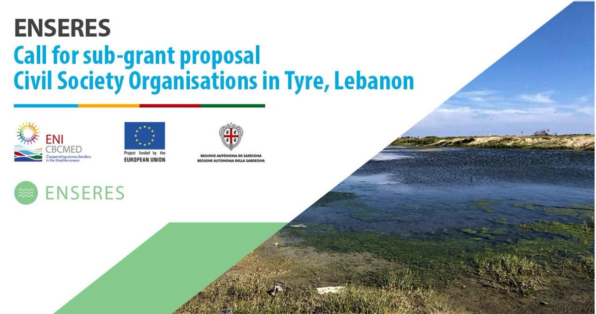 MedCities's tweet photo. 📢 The @ENSERES_Med has opened a CALL FOR SUB GRANTS for civil society in #TUNISIA and #LEBANON!
📋 Deadline 30 May to support management and sustainable development in & around #SPAMIs
➕ information for #Tyre & #Sfax areas
👉🏽 https://t.co/7l7QlbpIU8
#ONEMED #GOMED #MedArea https://t.co/emyaLTHurz