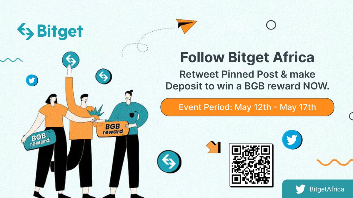 🤑🚀FOLLOW BITGET AFRICA ON TWITTER TO EARN🥳💰

✅Follow <a href="/BitgetAfrica/">Bitget Africa</a> on twitter earn 50 BGB
✅RT the tweet &amp; Tag 3 friends Earn 80 BGB
✅Make a deposit of 50 USDT Min Earn 100 BGB
✅ Fill in this form👇forms.gle/Hv12QcJ88qj8ga…

Each step you make you collect BGB!!!!!
<a href="/Dehkunle/">Dehkunle 🧸</a>