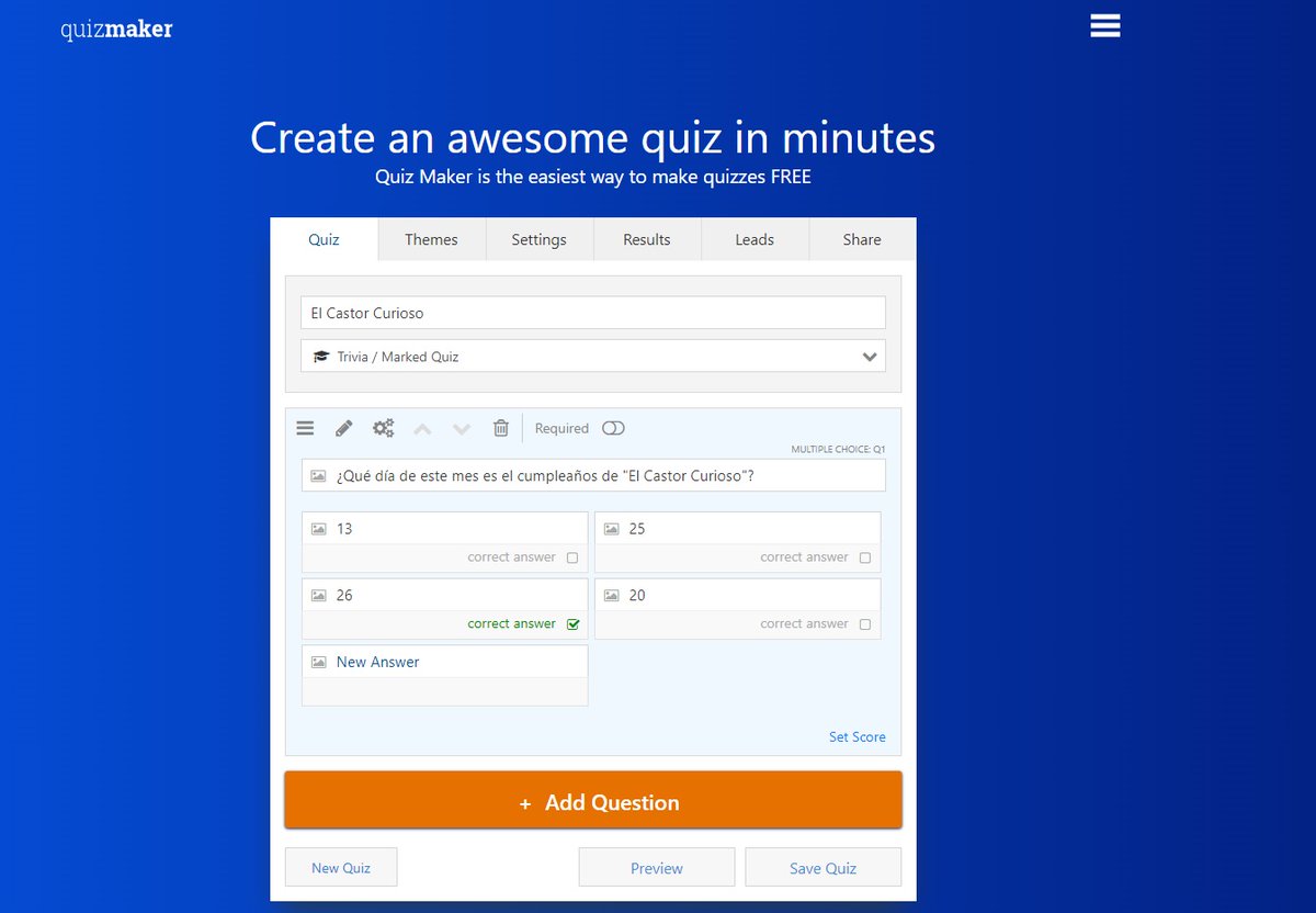 elcastorcurioso's tweet photo. Os presentamos una increíble herramienta para crear quizzes, con muchas opciones de personalización.
Es muy sencilla de utilizar, gratuita y no hace falta registrarse.
Esperamos que os guste. 😊
https://t.co/NpkBaLjBGB
#Recursos https://t.co/Yfhup8RtuZ