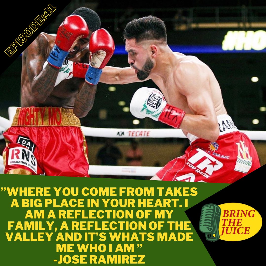 bt_juice_pod's tweet photo. EPISODE 41: JOSE RAMIREZ🧃

World Champ &amp; Olympian @RAMIREZBOXING is a true example of a warrior. This man fights with passion &amp; wants to to represent his name &amp; his people. He deserves nothing but respect as a fighter, a man, and idol of the community.🧃 https://t.co/TW8qc262nz