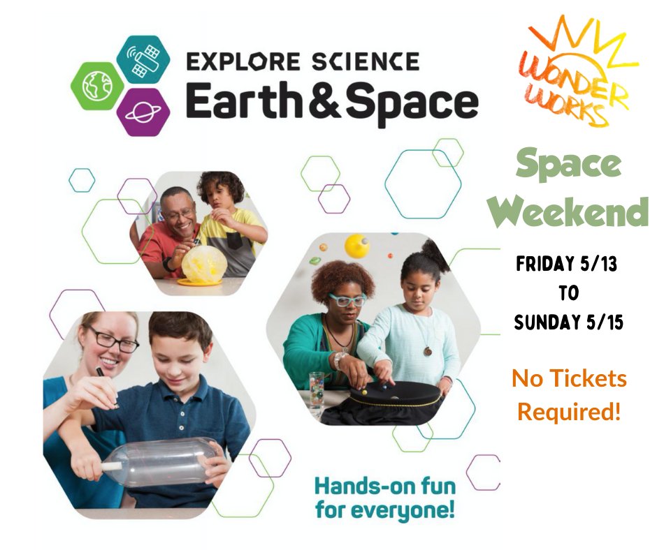 WonderWorksOP's tweet photo. Join us Friday, Saturday or Sunday for Space Weekend! Get out of the heat and come to the museum for some fun learning activities provided by the National Informal Stem Education Network. No ticket required for Space Weekend! #WhyWonderWorks #SpaceWeekend #STEM #childrensmuseums https://t.co/AeHBZXutyQ