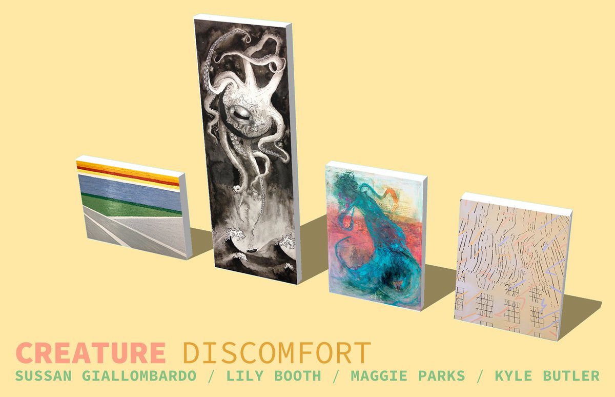 StarlightLDA's tweet photo. Upcoming Exhibit: "Creature Discomfort".

This exhibit will feature the Teaching Artists of Starlight Studio &amp; Art Gallery including Sussan Giallombardo, Lily Booth, Maggie Parks, &amp; Kyle Butler.

Opening Reception is Friday, June 3, 2022 from 6-9pm  - https://t.co/xy27CW75z5 https://t.co/OxTPhU9gUO