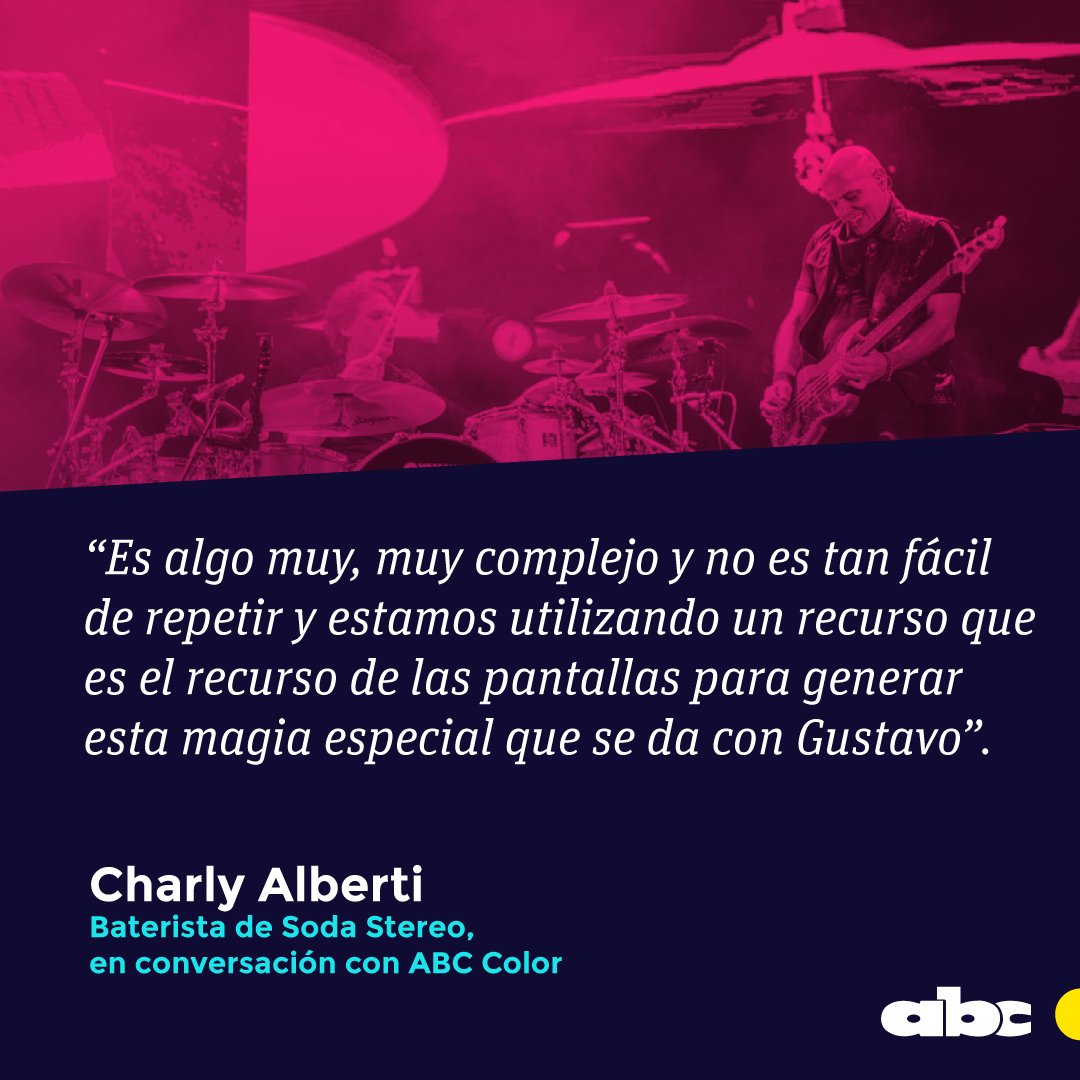Romance985's tweet photo. 🥹♥️¡Por fin regresa #SodaStereoPy!
🥁El baterista de la banda argentina, Charly Alberti, habló con #ABCColor sobre su regreso este viernes 13 de mayo a Paraguay.
💬Esto fue lo que dijo.
📲https://t.co/Ac2VxYH3wa https://t.co/zNVBZwH8Ro