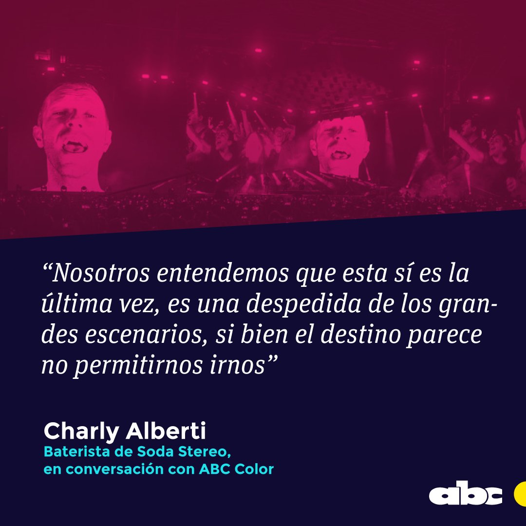 Romance985's tweet photo. 🥹♥️¡Por fin regresa #SodaStereoPy!
🥁El baterista de la banda argentina, Charly Alberti, habló con #ABCColor sobre su regreso este viernes 13 de mayo a Paraguay.
💬Esto fue lo que dijo.
📲https://t.co/Ac2VxYH3wa https://t.co/zNVBZwH8Ro