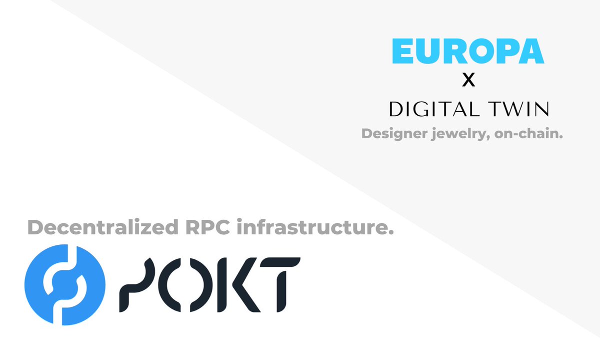 EuropaLabsInc's tweet image. The platform also leverages @POKTnetwork for decentralized RPC routing, ensuring a robust, decentralized and resilient infrastructure for the Digital Twins Web3 application.