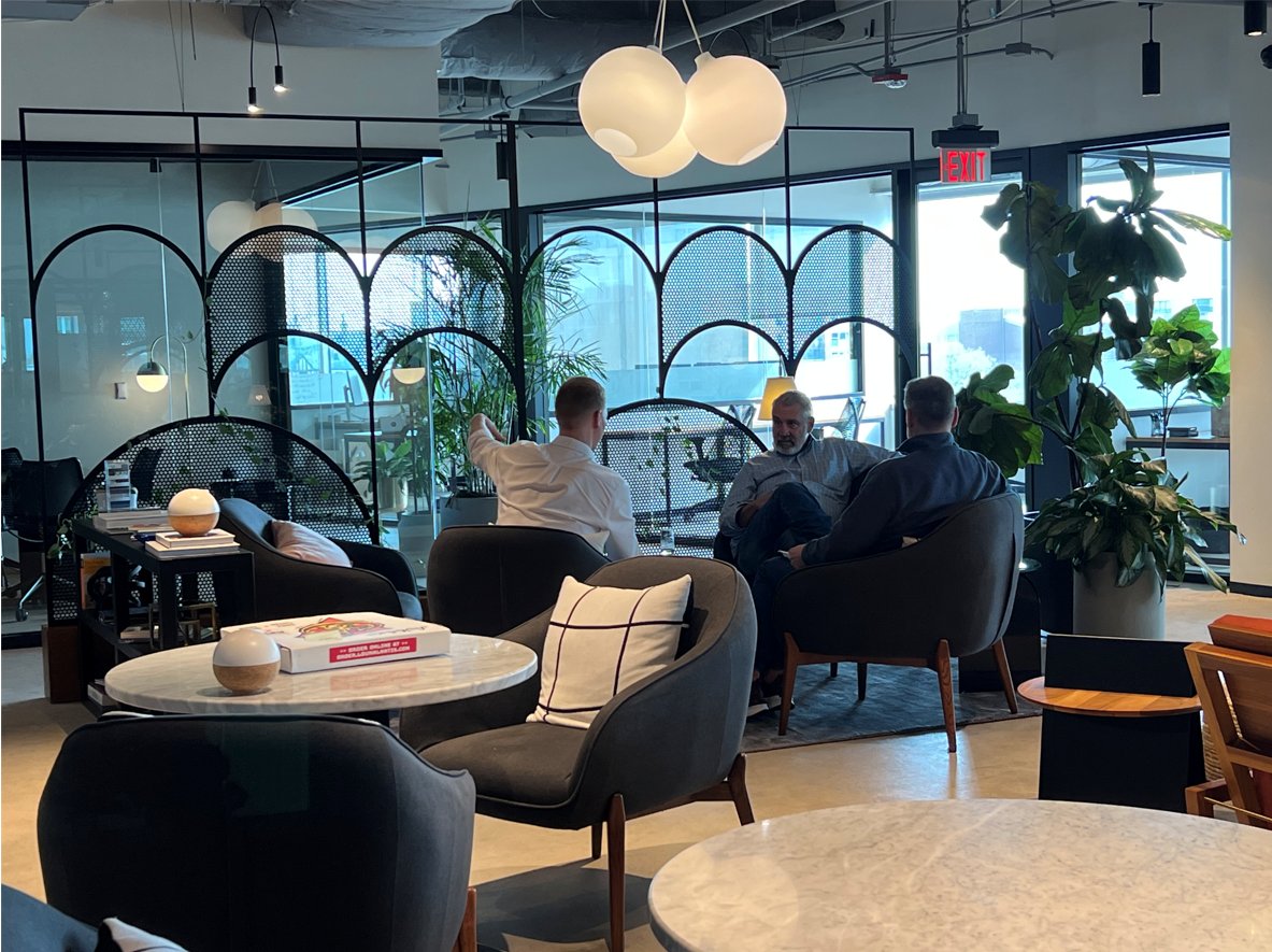 TheIEX's tweet photo. One of our close friends and employees is flying back overseas tomorrow after a stay here in the States. Yesterday we had a small celebration before his departure! It's been great having him here, thank you 
@IndustriousHQ for hosting us as usual in your beautiful spaces! https://t.co/JsPXMCYmdD