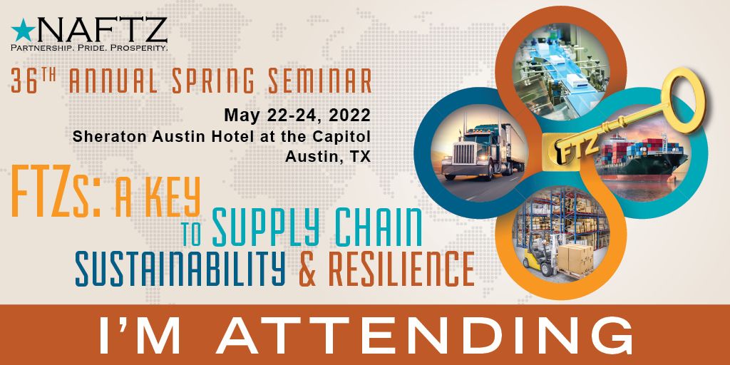 NAFTZ's tweet photo. Are you attending the NAFTZ 2022 Spring Seminar in Austin, TX this month? If yes, show your excitement by sharing this post or image, comment, or tag us and let us know you're going!
We cannot wait to see you all in10 days!
#NAFTZSpring22 #NAFTZ #ForeignTradeZones #FTZ https://t.co/XbgYG6IsZW
