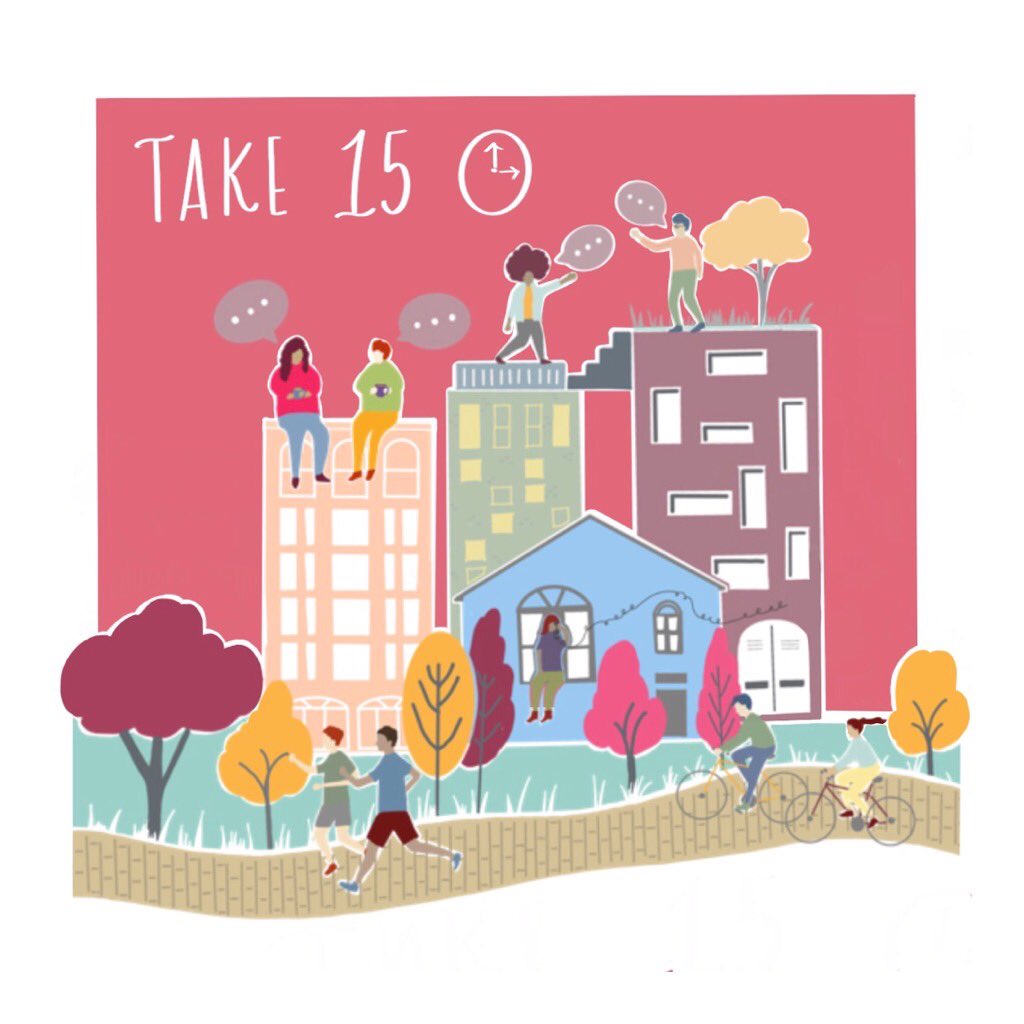 At KBA we #take15 (and more!) everyday, as we eat lunch together, engaging with our colleagues away from the desk, away from the work. Illustration - @AMWForum #take15 #knoxbhavan #architectsmentalhealthawarenessforum #mentalhealthawarenessweek #mentalhealthawareness