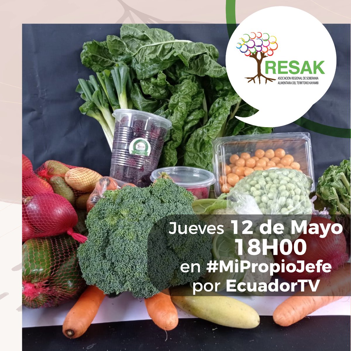 ciespal's tweet photo. En el marco del trabajo que realiza @PPDEcuador - @greencrowds y en el que apoya #CIESPAL y @CODESPA, los invitamos a conocer más sobre las canastas agroecologicas de la Asociación @Resakproductor
📌 HOY 12 Mayo⌚18h00 @EcuadorTV #MiPropioJefe

Contacto📲 099 785 8934 https://t.co/7qbXYbnjRH