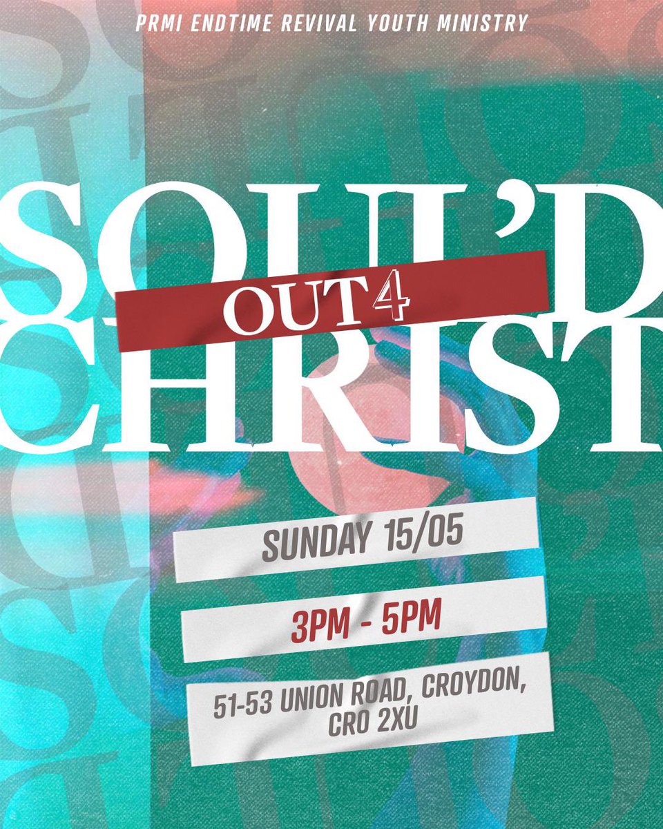 PRMIEndRevYth's tweet photo. Don’t miss this ‘SOUL’D OUT 4 CHRIST’ Service this Sunday! The revelations God has in store will blow your mind!🔥 https://t.co/kFu5ZSRYKf