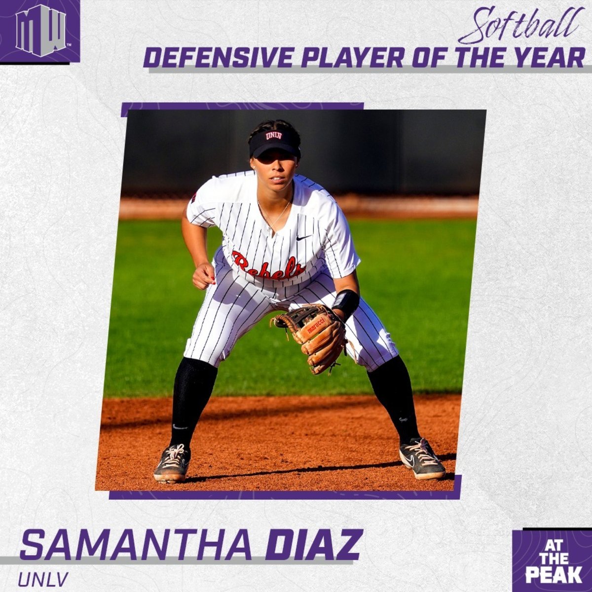 SoftballUniv's tweet photo. Congratulations to our very own @ssamanthaalyssa (UNLV) for being named the '22 @MountainWest Defensive Player of the Year!

∙ Two-time MW Defensive Player of the Year (2019)⁠
∙ 2️⃣7️⃣ putouts and 4️⃣4️⃣ assists in MW play⁠

#BEaREBEL #SoftballUniversity #DodgersTrainingAcademy https://t.co/Z4LscDDKiM