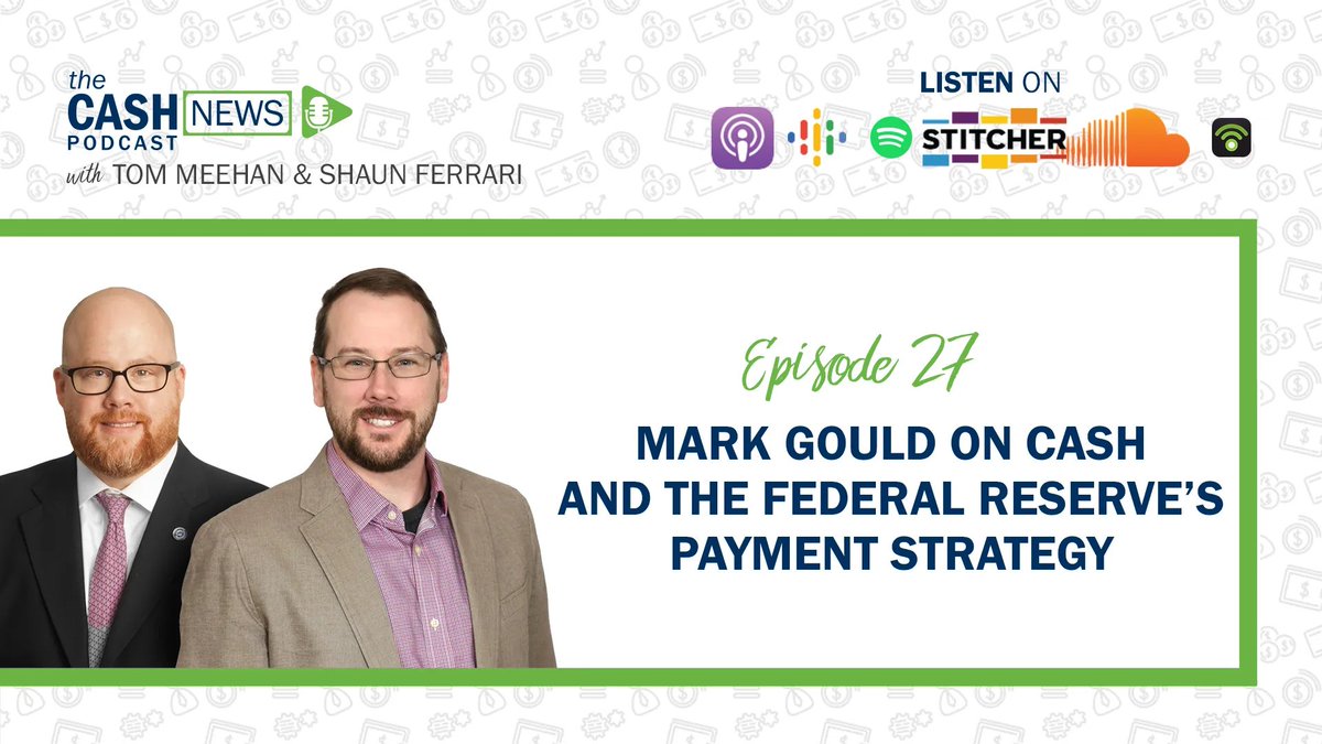 TheCashNewsPod's tweet photo. Episode 27 is live! This week's episode features a live keynote presented by Mark Gould, Chief Payments Executive, Federal Reserve Financial, in which he discusses the approach to the Federal Reserve's payment strategy.
https://t.co/Wy6UUUhWmd https://t.co/Z5XUBGVhsd