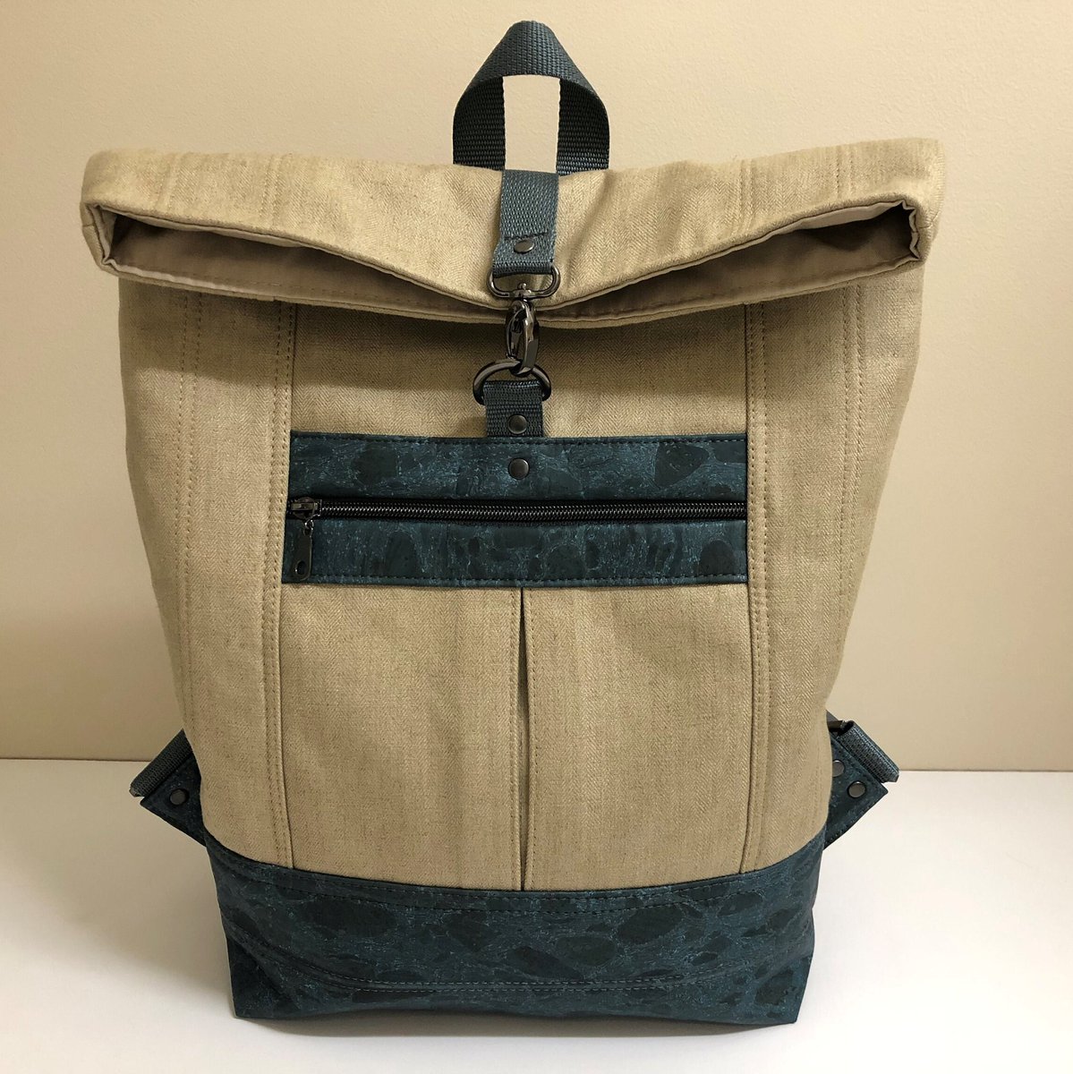 This Range backpack is made of high-end woven tweed and blue cork with a 420D nylon lining. One of my favorite patterns. More pictures and details in #UrbanStitcher Etsy shop at etsy.com/listing/123149…. #ooak #handmadebackpack