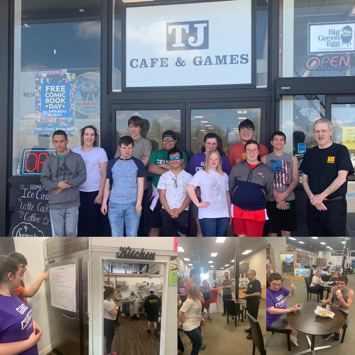 MHS_PreVoc's tweet photo. Fourth community based job exploration done!! We loved our trip to TJ Cafe & Games. We learned about the jobs in the kitchen and keeping the store front running. Thanks @tjcollect #community #jobsites #jobexploration #deliciousfood #icecream #lattes #inclusion @MilfordSchools https://t.co/MclFsU1Etz