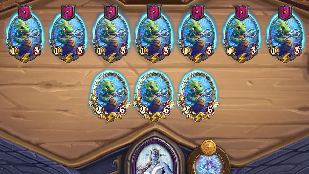 Image shows a Hearthstone gameboard but every card is Mini Myrmidon.