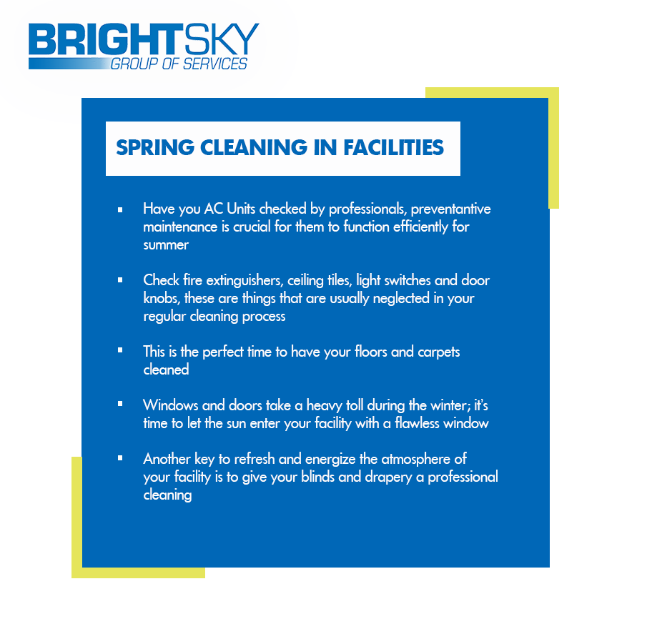 BrightSkyInc's tweet image. Here are some spring cleaning tips for your facility!
#bestimpression #cleanfacility #springcleaningtips