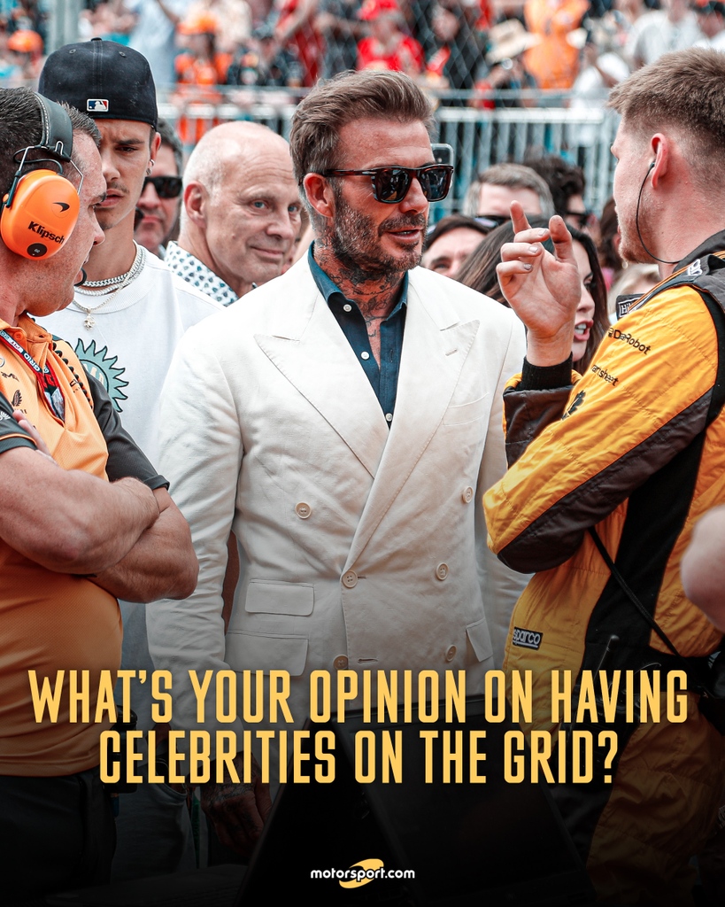 Motorsport's tweet photo. A lot of celebrities visited the Miami GP last weekend ⭐️ Is it a good thing for the sport or what do you think? 💬

#F1 #Formula1 #MiamiGP #Motorsport https://t.co/Eg3iwiVca7