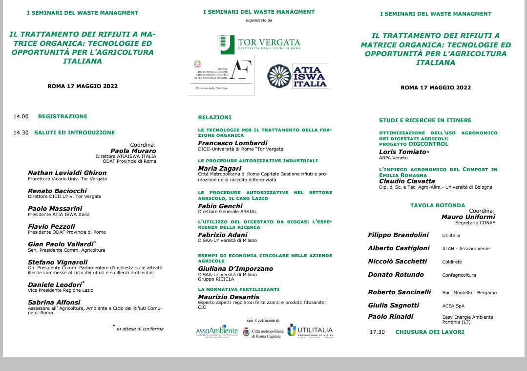 Vi aspettiamo martedi 17
Convegno su #trattamento della #frazioneorganica e nuove #tecnologie