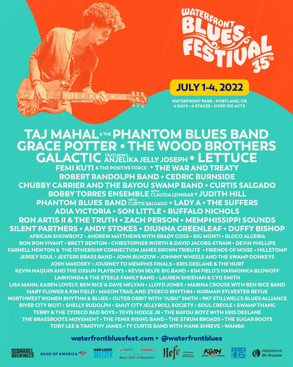 WaterfrontBlues's tweet image. We’re proud to say that our final lineup is HERE! We’ve got SO much music coming your way in July — from the classic soul-stirring blues that we all love to funk to soul to zydeco and all the booty shaking genres in between, the 2022 lineup is 🔥 Get your tickets today!