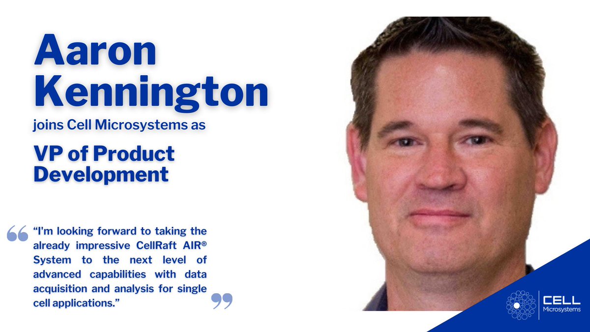 Cell Microsystems (@cellmicrosys) on Twitter photo We are pleased to announce that Aaron Kennington has joined Cell Microsystems as Vice President of Product Development. View the press release: hubs.la/Q01b72YT0 We are pleased to announce that Aaron Kennington has joined Cell Microsystems as Vice President of Product Development. View the press release: hubs.la/Q01b72YT0