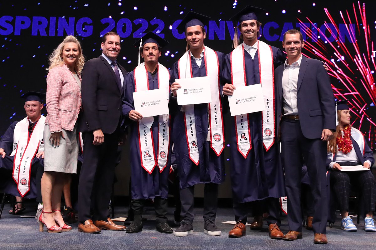 ArizonaMTennis's tweet photo. Wishing a happy graduation to all of our student athletes, especially these three special guys. 

Thanks for all your hard work on and off the court. Can’t wait to see what’s next for you! 👏🎓 

#SaguaroSoldiers | #BearDown https://t.co/eADJHlEJZe