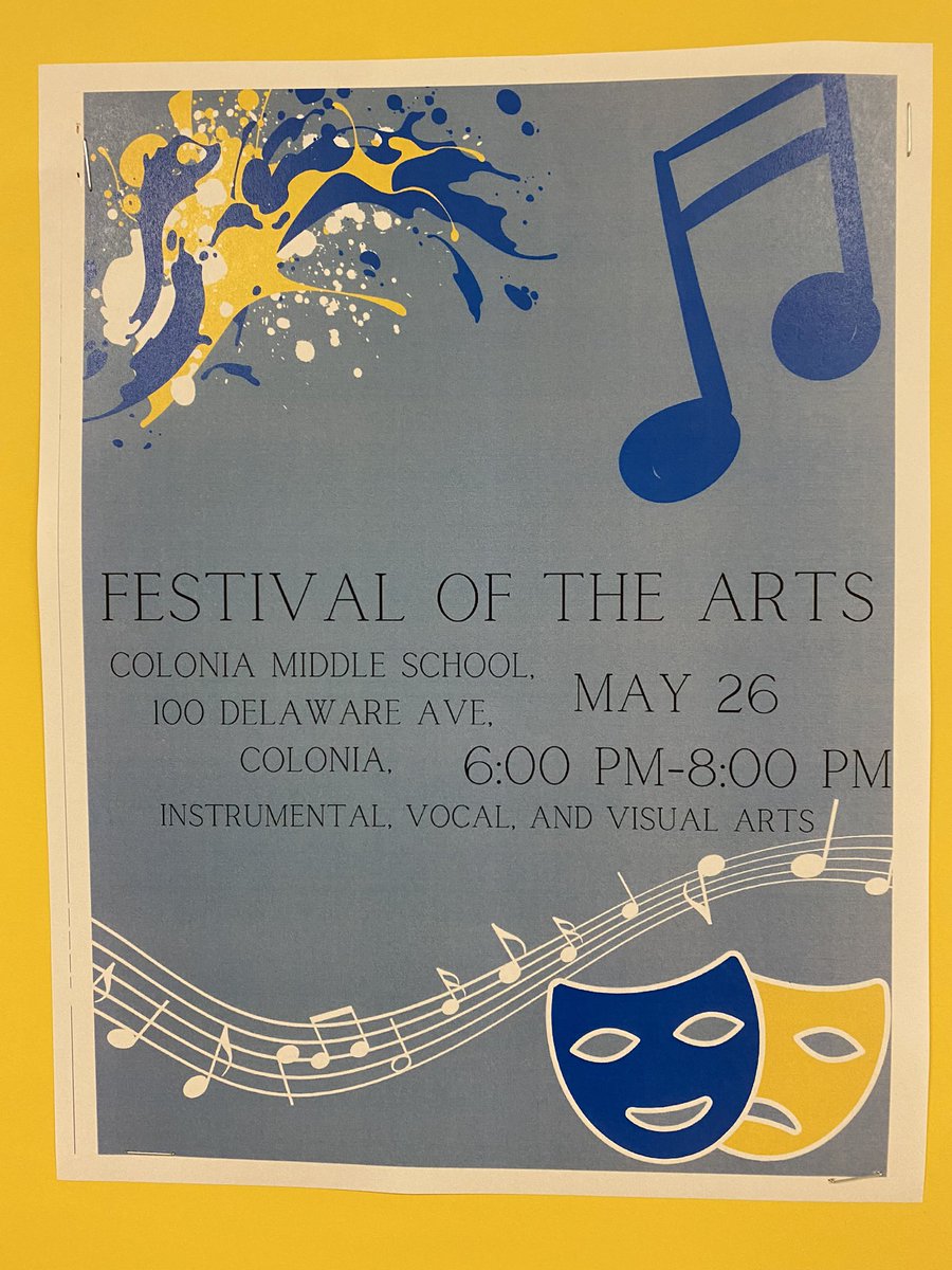 JohnAleks130's tweet photo. Colonia Middle School Festival of the Arts/Spring Concert 2 weeks away! May 26th 6pm at Colonia Middle School! @ColoniaMiddle @CHSBoltonChoirs @cmsmatthewtaber @ColoniaMSPTO https://t.co/FY70FoUErj