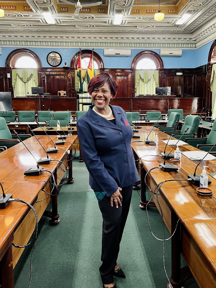 ParliamentGY's tweet photo. Look who graced the Chambers of the Public Buildings! 

Hon. Bridgid Annisette-George; Speaker of the House of Representative for Trinidad &amp; Tobago.

@TTParliament 
@ParliamentGY https://t.co/6iU14royZN