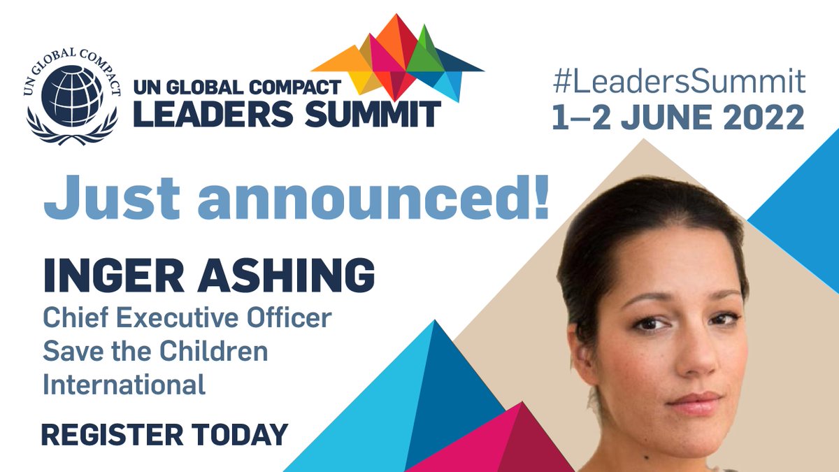 globalcompact's tweet photo. ✨ New speaker announced! Inger Ashing (@SaveCEO_Intl), CEO of @save_children, will join the UN @globalcompact #LeadersSummit!

Register now for this interactive event: https://t.co/kUGUtUHXRA   

#UnitingBusiness https://t.co/Fcsc8b1uzK
