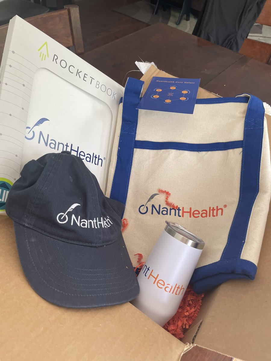 lathurm's tweet photo. My new hire #swagbag from @NantHealth showed up! So excited to be part of such a thoughtful team #NantHealth #NantHealthNewHire #LinkPassionWithPurpose https://t.co/79McOeJkO8