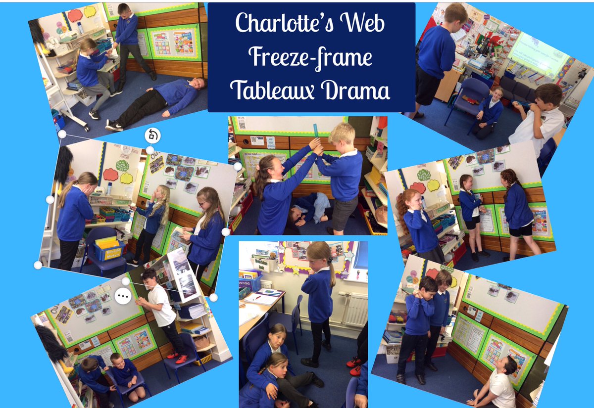 DosbarthE's tweet image. Great fun preparing, practising and presenting our Charlotte’s Web Freeze-frame Tableaux Drama 🎭 @SychdynSchool #expressivearts #languageandliteracy