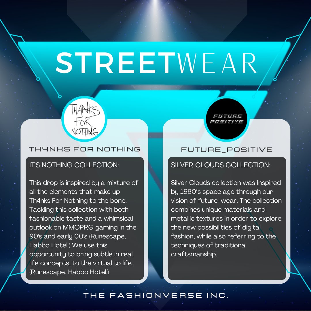 FashionVerseInc's tweet photo. ✍🏼👩🏽‍💻MEET OUR DESIGNERS🧑🏻‍💻✍🏼
Our Genesis Collection consists of six drop categories and each designer is creating their pieces around their themes inspired by the drop category they have chosen. Swipe through to see all our designers and what their collections are about!👀🔥🚀 https://t.co/tM4aVHxOLG
