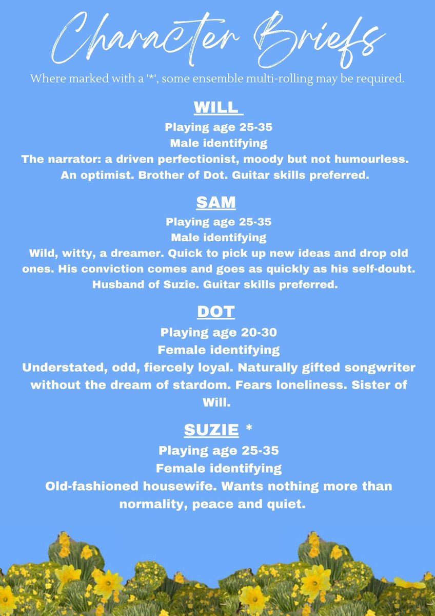 wander_musical's tweet photo. 🌻CASTING CALL🌻

We are on the look out for our upcoming production at Liverpool's Hope Street Theatre. 

All info below!

#CastingCall #newmusical https://t.co/pSQ0oZLoZy