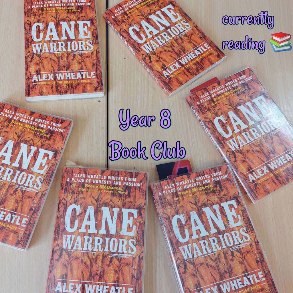 BrgsEnglish's tweet photo. Y8 Book Club are half way through Cane Warriors by @brixtonbard. This lunchtime we discussed slavery, gender and why writing in dialect was a vital choice. The pupils were also able to make lots of links to their work from History. It's a powerful read and one we're all enjoying. https://t.co/VUOQq9pyAQ