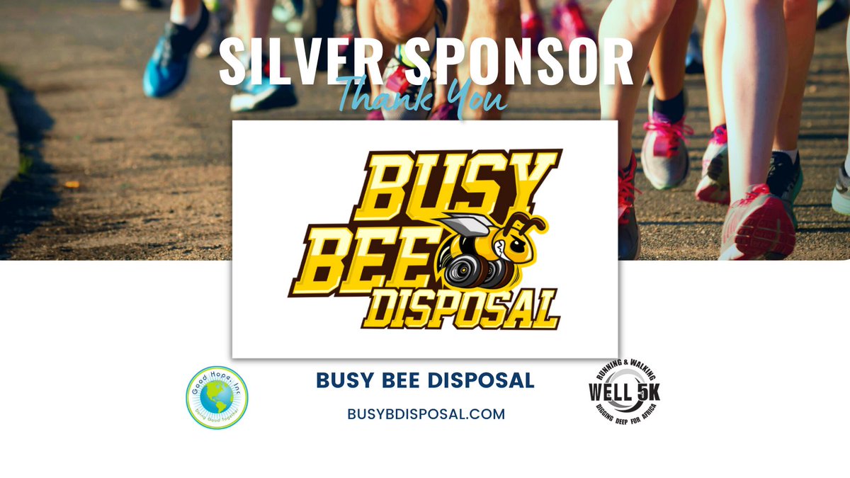runningwell5k's tweet photo. Busy Bee Disposal will be partnering with our 🏃Running and Walking Well 5K as a Silver Sponsor! 🙏Thank you for your support and partnership!👏
👉Registration: https://t.co/7NeWQnuppl
#race #goodhope #5k #running #fundraiser #GoodHope #runningcommunity #fundraiserevent https://t.co/aq6iEDQsAd