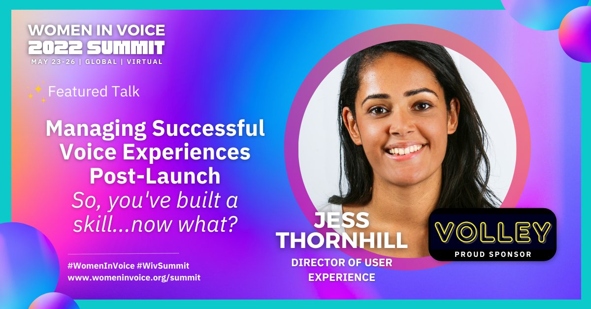 WomenInVoice's tweet image. So, you&apos;ve built a #skill...now what?
Enter @jessmthornhill, Director of user experience @Volleying 🙌
🎮
Get ready to learn how to manage successful #voice experiences during her session!

Into #voiceinteractive apps? Join us there!🦾womeninvoice.org/summit/

#voicefirst
