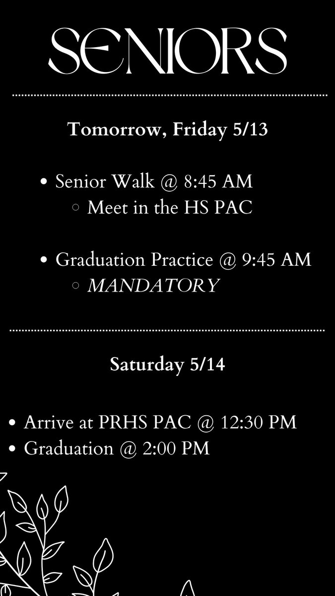 prhsblackhawks's tweet photo. A few reminders for seniors and those who want to celebrate seniors: https://t.co/wKe6Cvnqp6