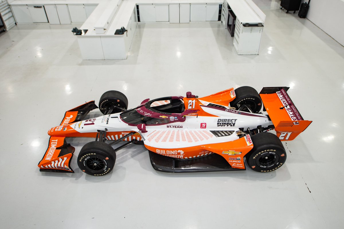 MattKerney's tweet photo. Hey, I see my name on the car!
I'm really excited to see this car on the track tomorrow & Saturday for the #RideWithRinus campaign! $55,000 was raised for the @BldgTomorrow program which will help 4,000 children in their reading & math programs in Uganda.
#INDYGP #ThisIsMay https://t.co/q9GHmRvjaZ