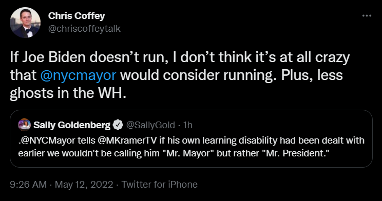 2AvSagas's tweet photo. Eric Adams has been mayor for four months. His notable achievements have been increased crime, traveling the country to visit donors, and failing to secure home rule power from Albany despite an open invitation to do so. Tusk is ready to promote him to president. 🤡 https://t.co/lCQza4Imml