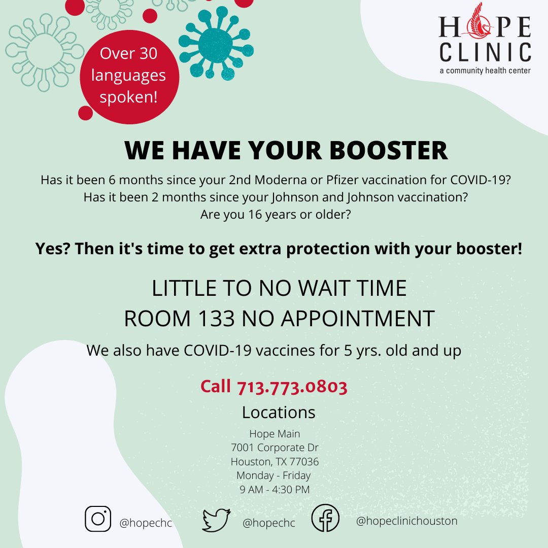 HOPECHC's tweet photo. We have your booster!
#CovidVaccine
#ImVaccinated
#IGotVaccinated
#VaccinesSaveLives
#VaccinesWork
#TheTruthAboutCovid
#CovidTruths
#CovidMyths
#LifeInAPandemic
#Obamacare
#marketplace
#specialenrollment https://t.co/boVyvSdVeq