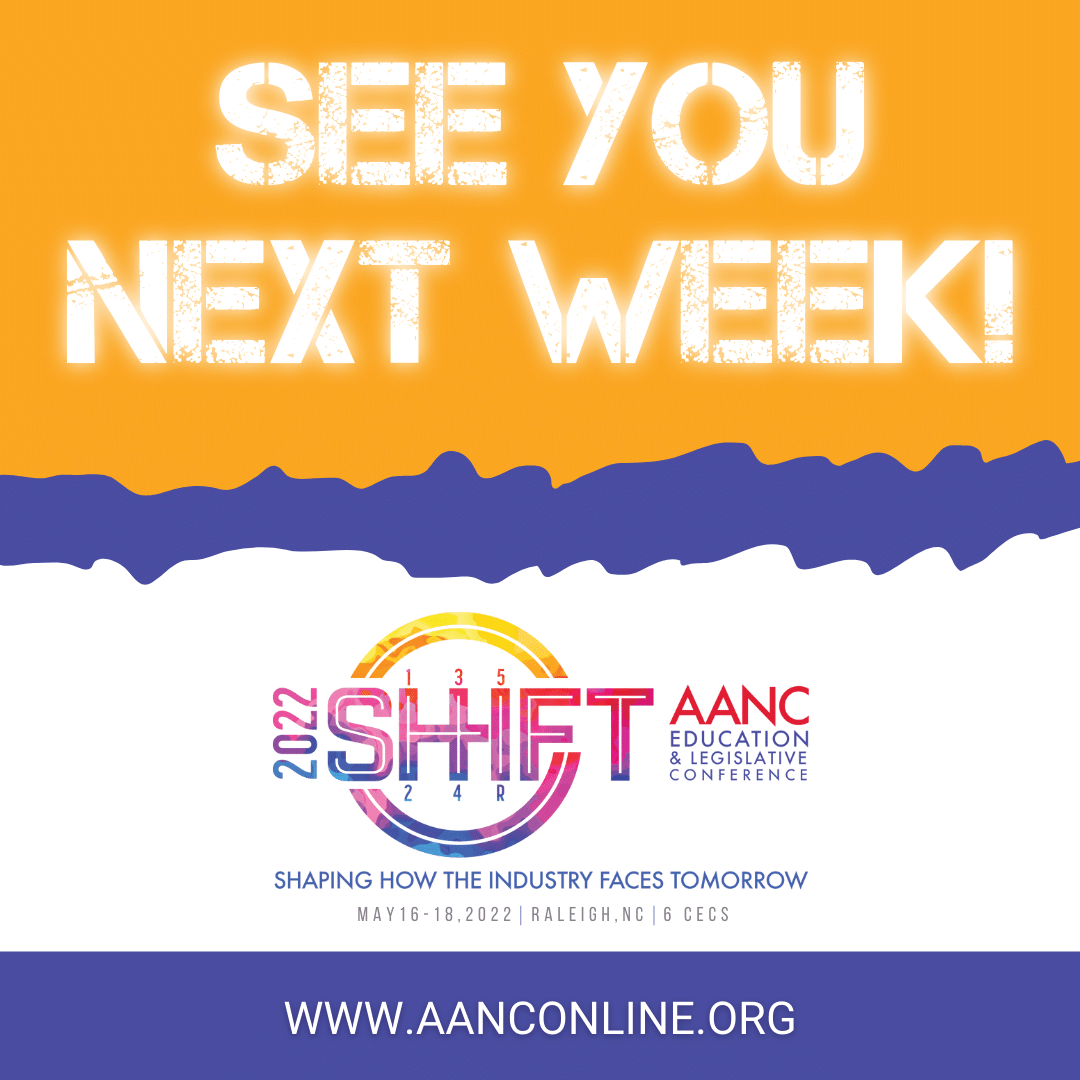 AANCOnline's tweet photo. We hope you are as excited as we are!!! Over 650 industry professionals will be attending the AANC 2022 Education & Legislative Conference next week in Raleigh! If you are attending we will see you very soon. #AANC2022SHIFT #getSHIFTdone #SHIFThappens #ohSHIFT https://t.co/fvCqM21A0D