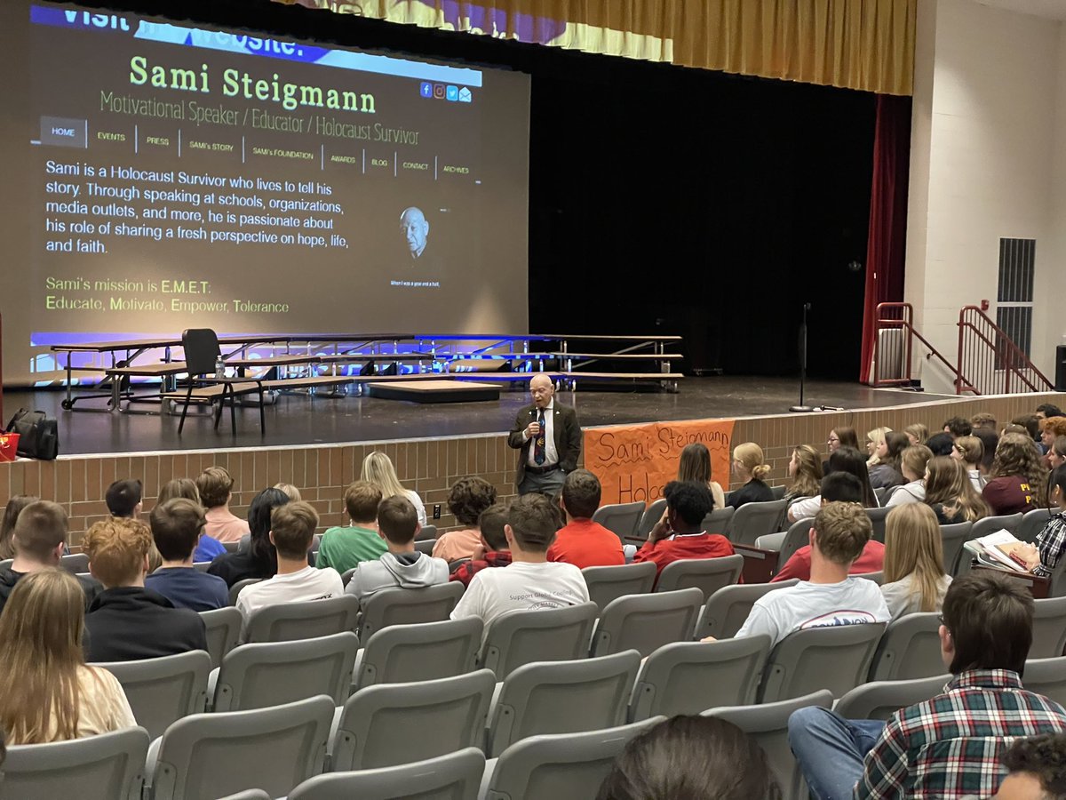 So honored to have Holocaust survivor, Sami Steigmann, sharing his life story and message with <a href="/RCHS_Jaguars/">Cooper HS</a> students. Not just sharing stories of the Holocaust, but encouraging students to stand up for others and not just be a bystander. <a href="/Boone_County/">Boone County Schools</a>