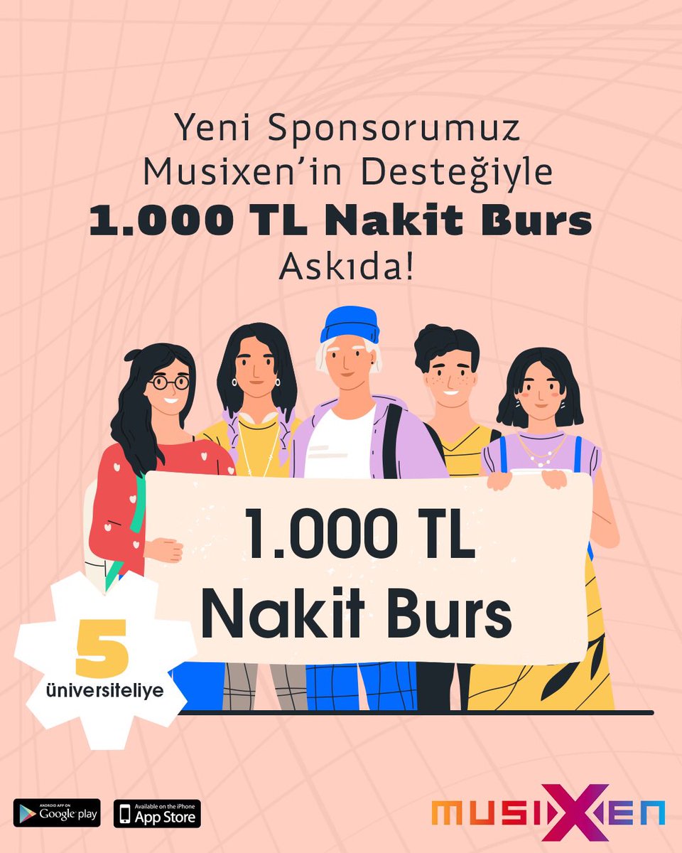 askidanevar's tweet photo. Yeni sponsorumuz Musixen’in desteğiyle 1.000 TL Nakit Burs askıda! @askidanevar ve @musixen hesaplarını takip edip bu tweet’i RT’leyen 5 üniversiteliye hediye! https://t.co/xZ1eVxs0N7