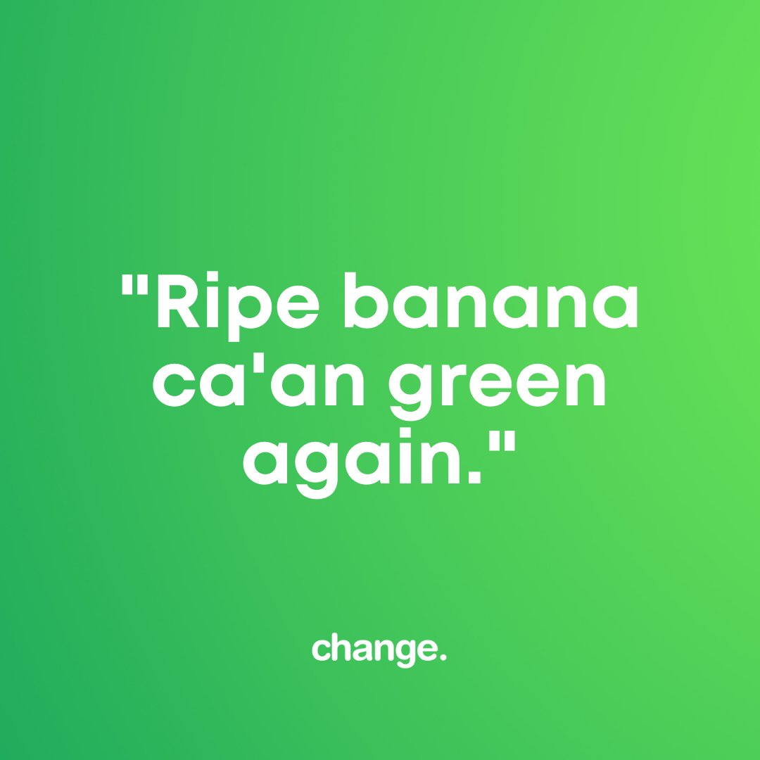 _ChangeApp's tweet photo. Translation: A ripe banana can't turn green again. 
Acceptance isn't giving up or excusing, it's taking a step back to see the situation for what it is, recognizing what's within our control, &amp; finding ways to begin healing. 
#caribbeanmentalhealth #caribbeanproverbs #change https://t.co/hjnfOA4sd3